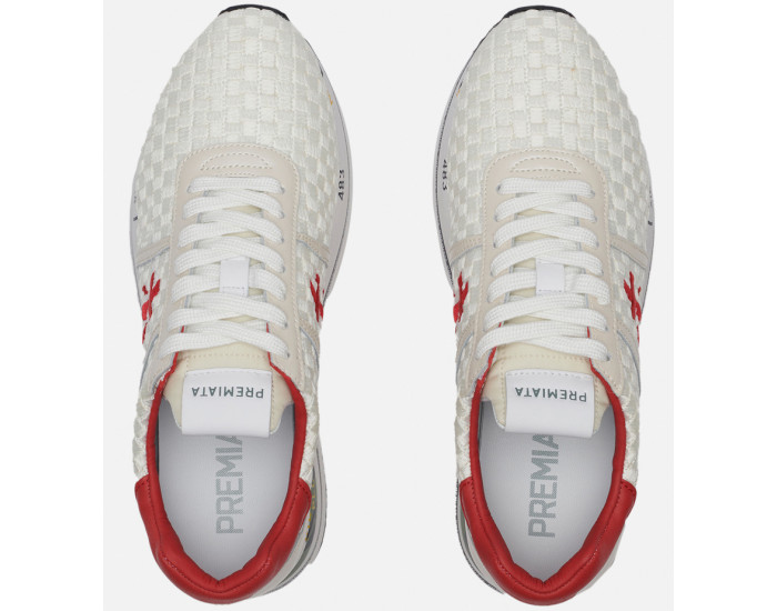 Premiata Beth 5214 белые с красным плетеные