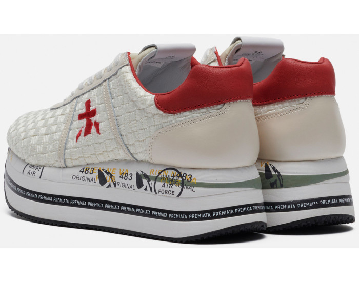 Premiata Beth 5214 белые с красным плетеные