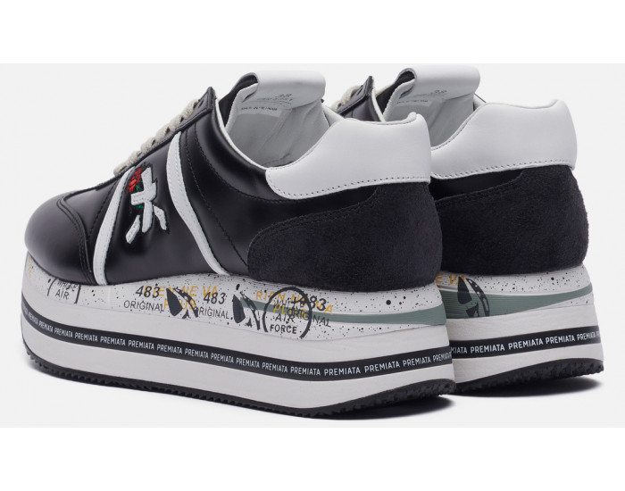 Premiata Beth 5351 кожаные черные с белым