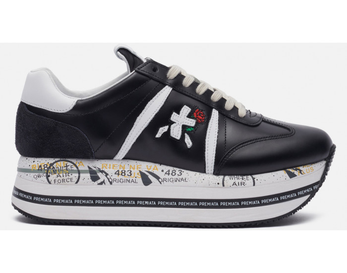 Premiata Beth 5351 кожаные черные с белым