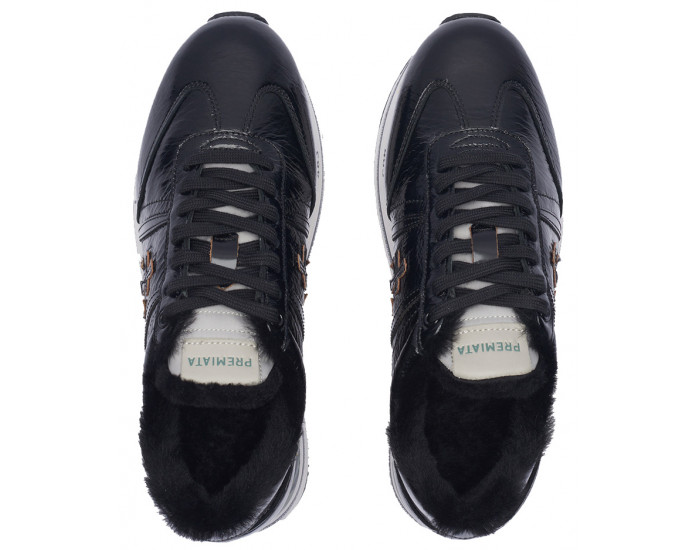 Кроссовки Premiata Beth 6107 черные кожаные женские с мехом