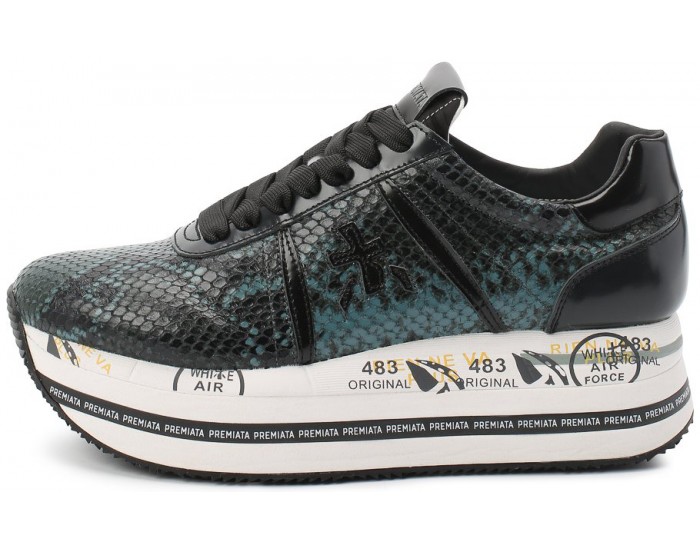Premiata Beth черные с голубым питон