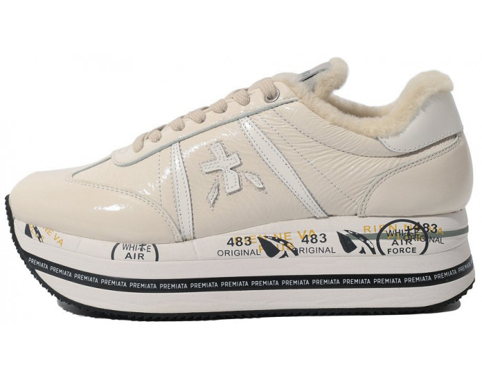 Кроссовки Premiata Beth Молочно-белые женские с мехом