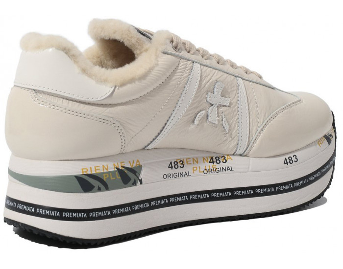 Кроссовки Premiata Beth Молочно-белые женские с мехом