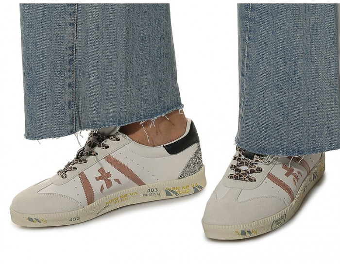 Premiata Bonnie-D кожаные белые с серым