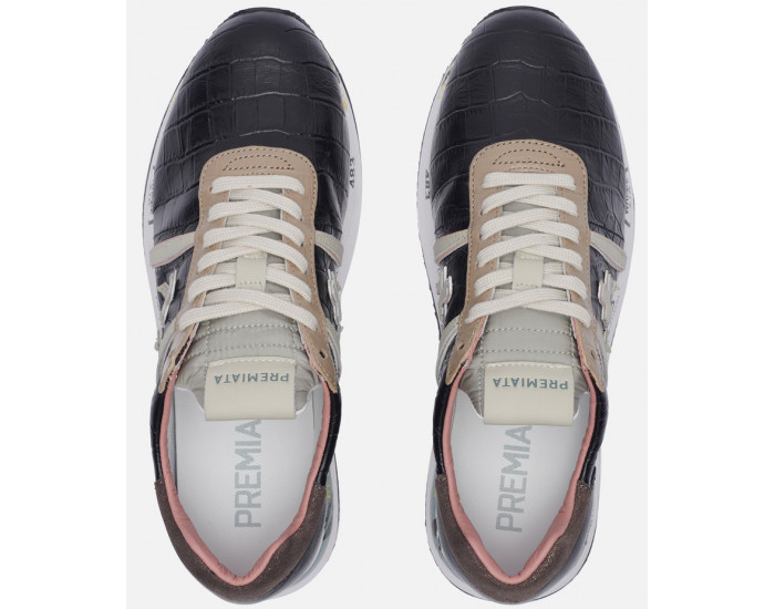 Premiata Conny 5327 черные с коричневым кожаные