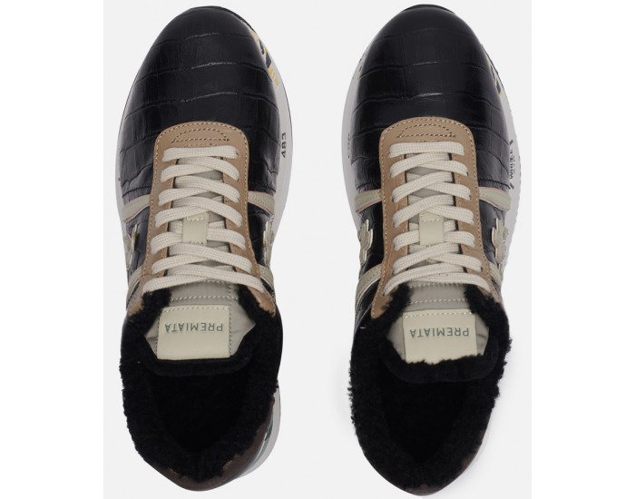 Кроссовки Premiata Conny 5516 Черные с коричневым женские с мехом