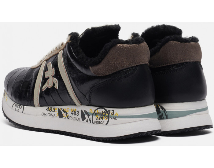 Кроссовки Premiata Conny 5516 Черные с коричневым женские с мехом