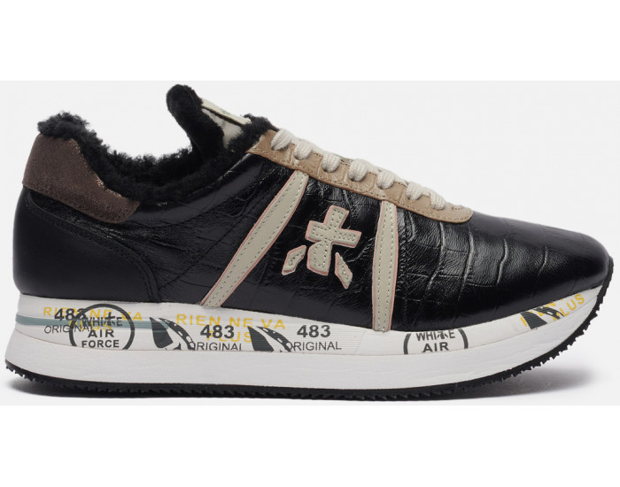 Кроссовки Premiata Conny 5516 Черные с коричневым женские с мехом