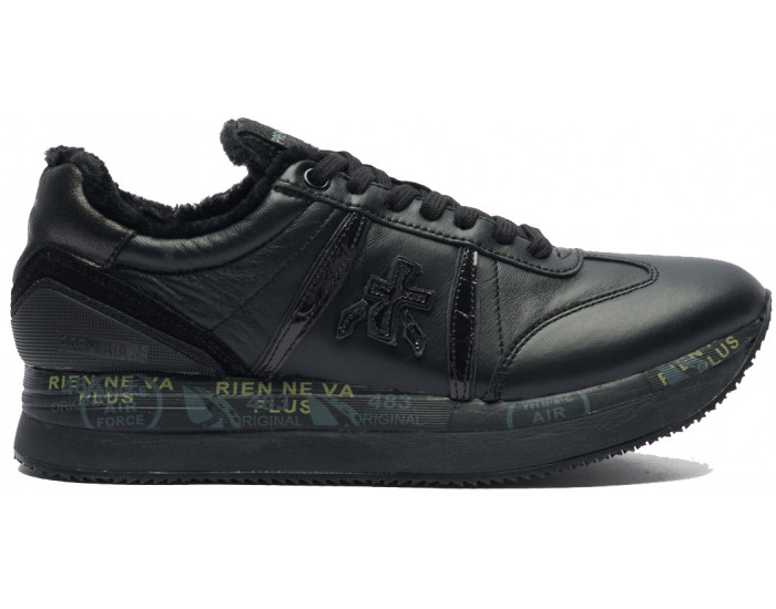 Кроссовки Premiata Conny 6100 Черные комбинированные женские с мехом