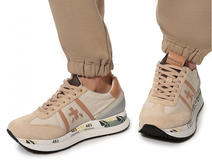 Кроссовки Premiata Conny Серые с бежевым