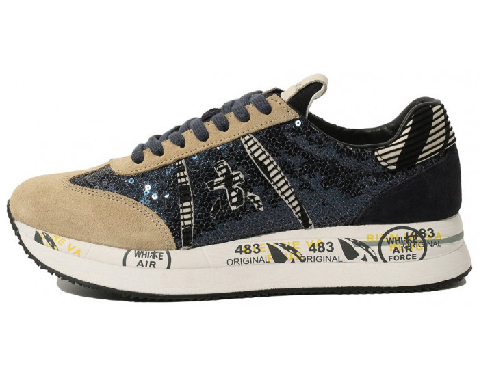 Кроссовки Premiata Conny Синие с бежевым