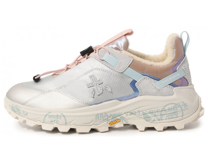 Кроссовки Premiata Cross-D серые с розовым женские с мехом