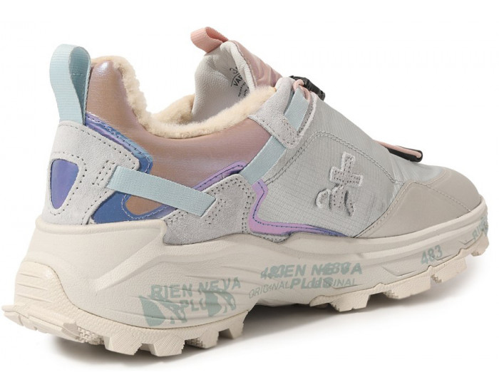 Кроссовки Premiata Cross-D серые с розовым женские с мехом