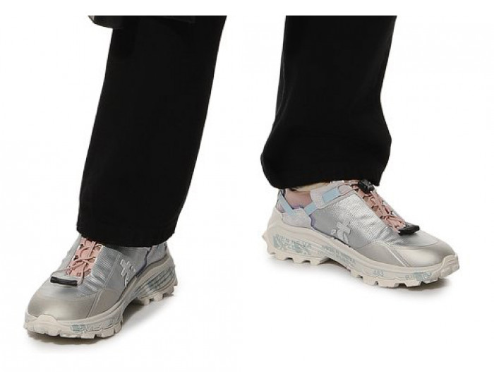 Кроссовки Premiata Cross-D серые с розовым женские с мехом