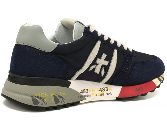 Кроссовки Premiata Lander 3756  темно-синие с красным