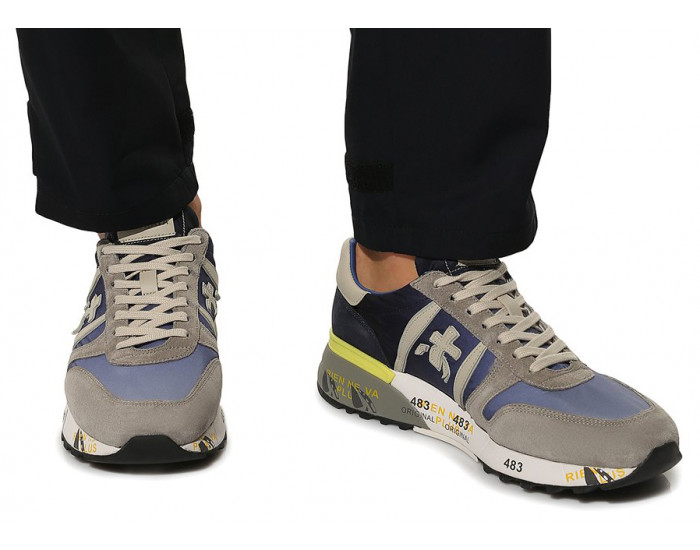 Кроссовки Premiata Lander 4587 Серые с синим