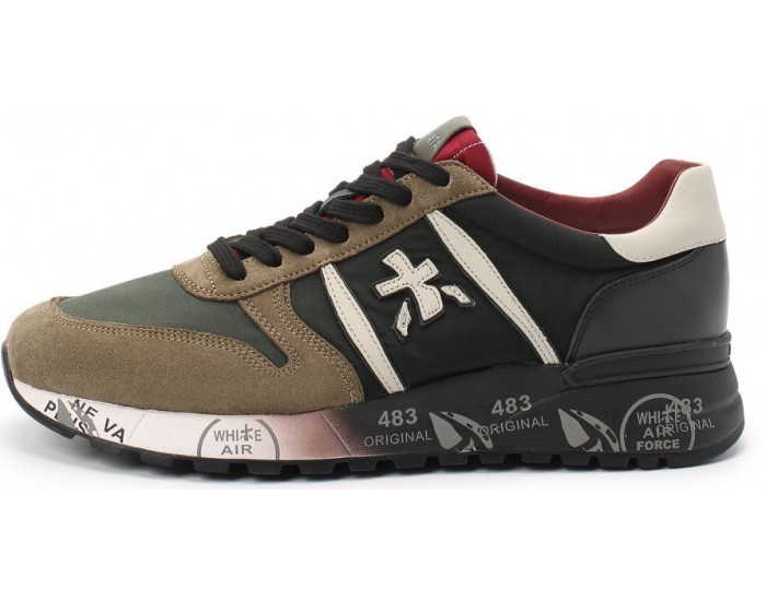 Кроссовки Premiata Lander 4949 Черные хаки мужские