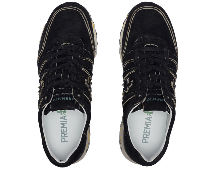 Кроссовки Premiata Lander 5534 Черные с белым мужские