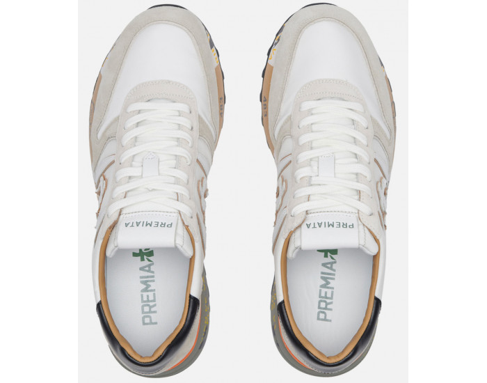 Кроссовки Premiata Lander 5678 белые с бежевым