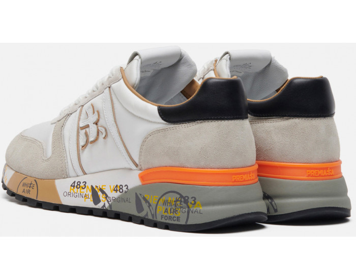 Кроссовки Premiata Lander 5678 белые с бежевым