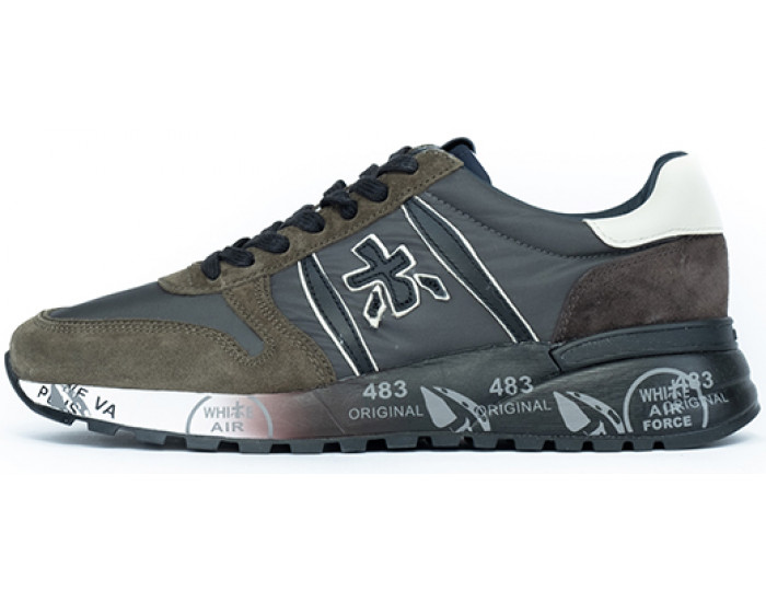 Кроссовки Premiata Lander 5896 Серые хаки мужские