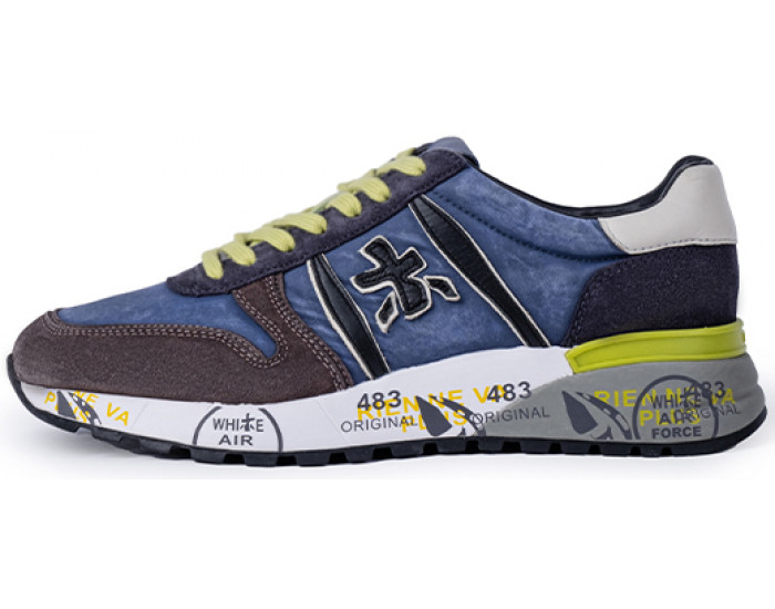 Кроссовки Premiata Lander 5898 Синие с салатовым