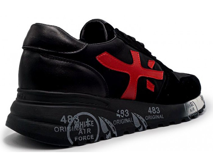 Кроссовки Premiata Mick Черные с красным замшевые