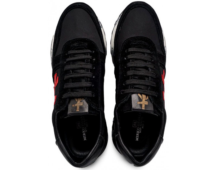 Кроссовки Premiata Mick Черные с красным замшевые