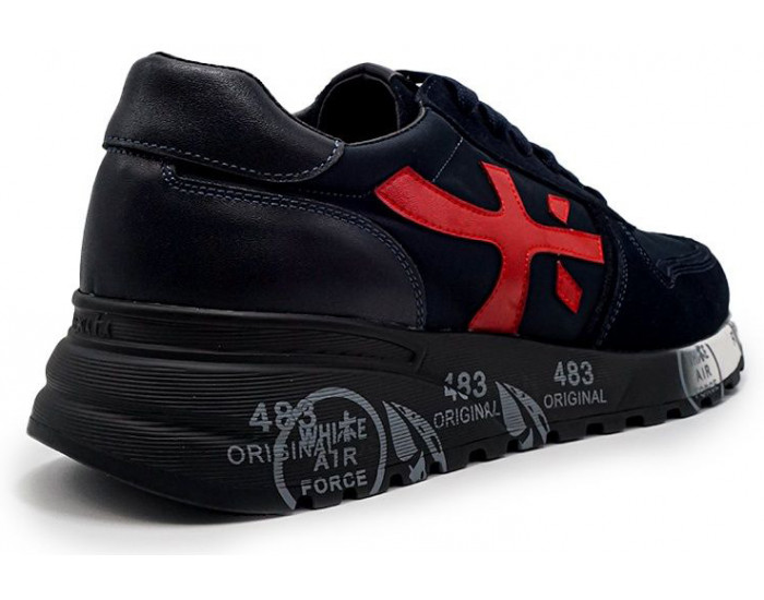 Кроссовки Premiata Mick Темно-синие с красным замшевые