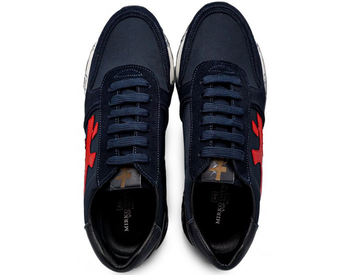 Кроссовки Premiata Mick Темно-синие с красным замшевые