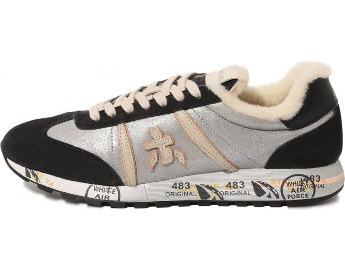 Кроссовки Premiata Lucy-D 6008 серые с черным женские с мехом