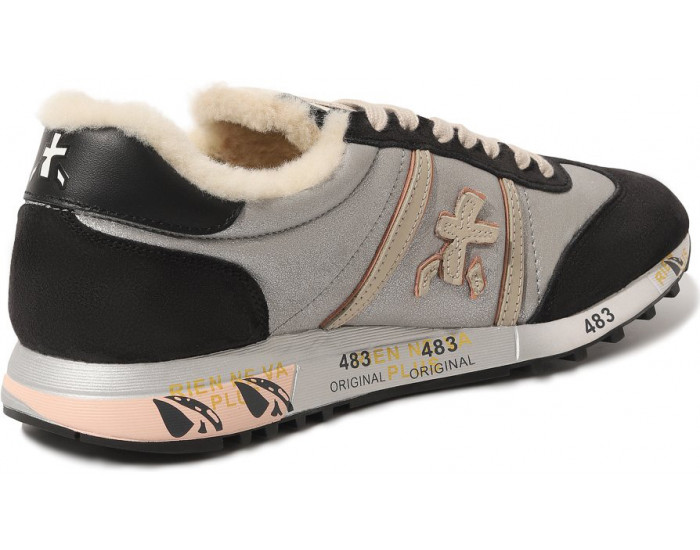 Кроссовки Premiata Lucy-D 6008 серые с черным женские с мехом