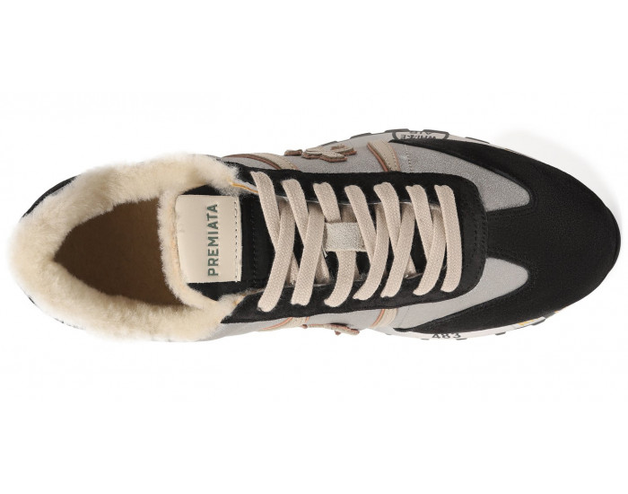 Кроссовки Premiata Lucy-D 6008 серые с черным женские с мехом