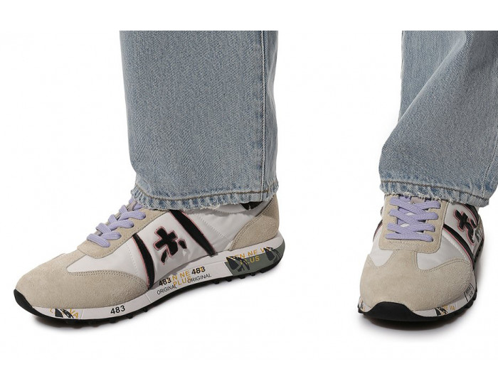 Кроссовки Premiata Lucy-D Белые с бежевым и черным