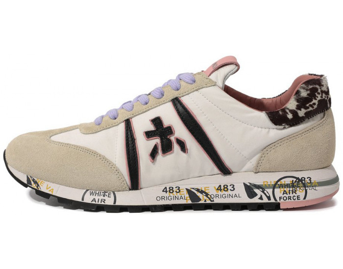 Кроссовки Premiata Lucy-D Белые с бежевым и черным