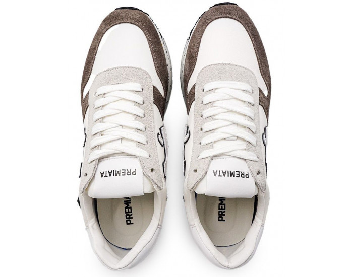 Premiata Conny Белые с коричневым и красным