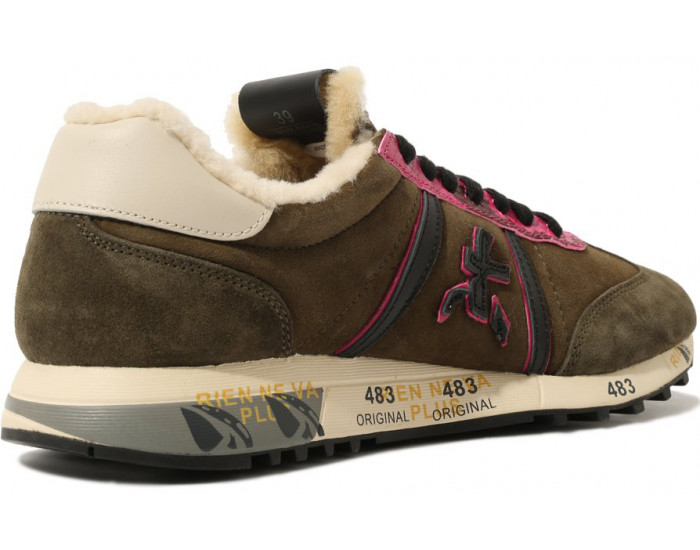 Кроссовки Premiata Lucy-D Хаки с розовым женские с мехом