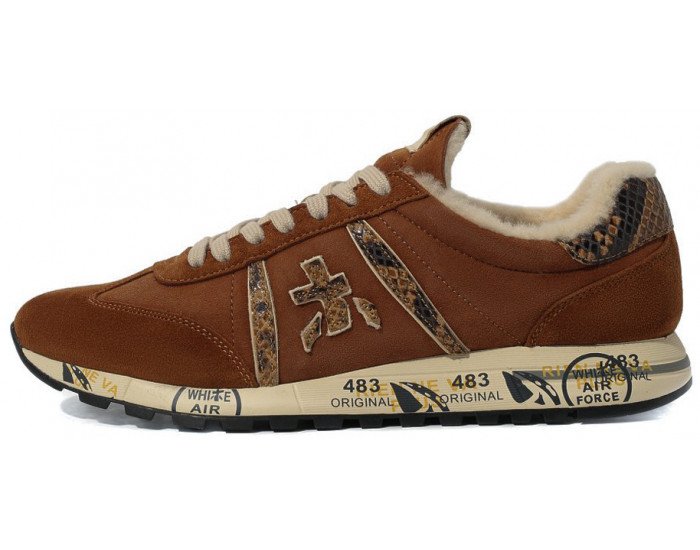 Кроссовки Premiata Lucy-D коричневые замшевые женские с мехом