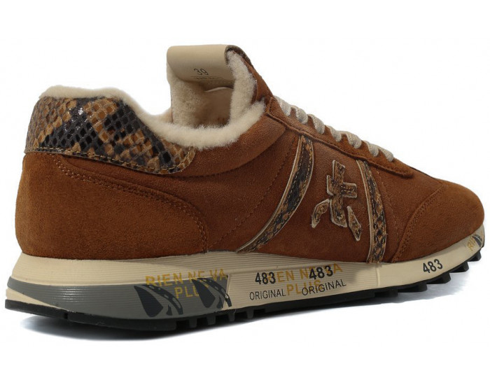 Кроссовки Premiata Lucy-D коричневые замшевые женские с мехом