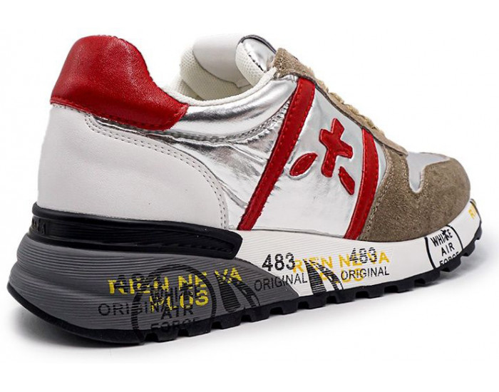 Кроссовки Premiata Lucy-D Серебряные с красным женские