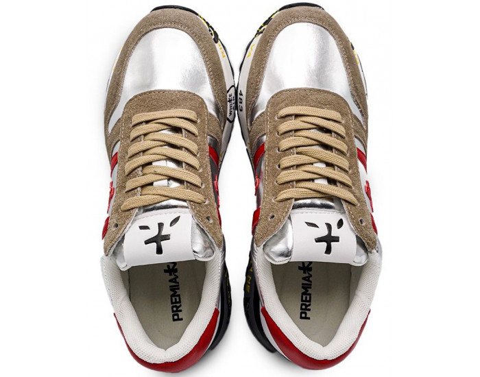 Кроссовки Premiata Lucy-D Серебряные с красным женские