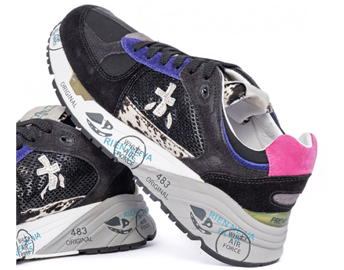 Кроссовки Premiata Mase 5487 Черные с серым женские