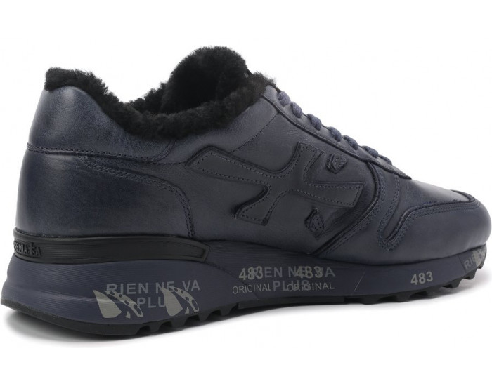 Premiata Mick 5526 Темно-синие мужские кожаные с мехом