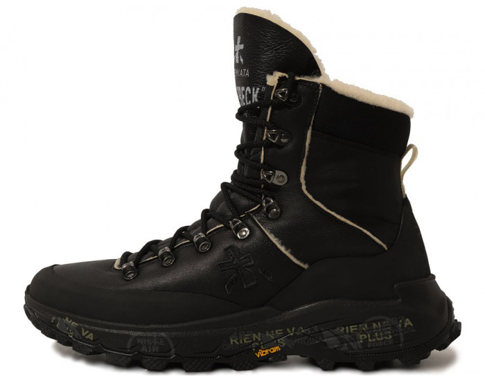 Кроссовки Premiata Mid-Treck 279 Черные кожаные мужские с мехом