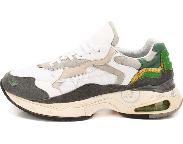 Premiata Sharky 010 Белые с серым и зеленым