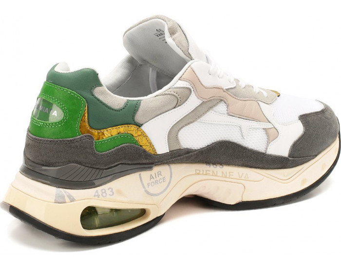 Premiata Sharky 010 Белые с серым и зеленым