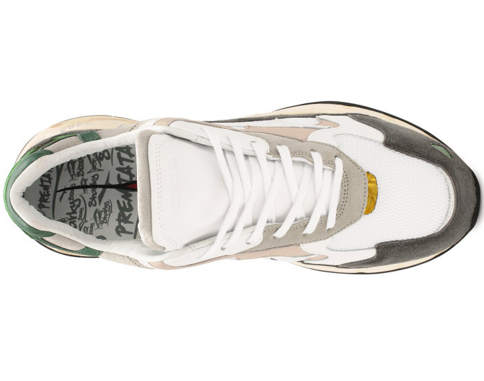 Premiata Sharky 010 Белые с серым и зеленым