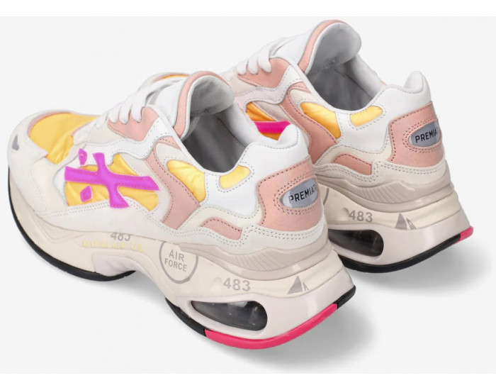 Premiata Sharky 291 Белые с розовым и желтым