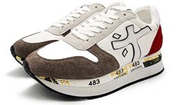 Premiata Conny Белые с коричневым и красным